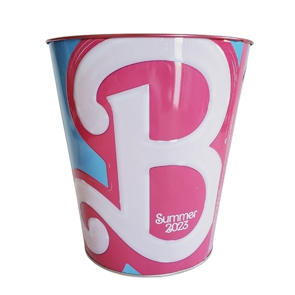 🟢 Barbie Movie Embossed Metal Popcorn Tin 2023 Pink Icon Collectible
